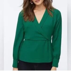 J. Crew Green Wrap Blouse